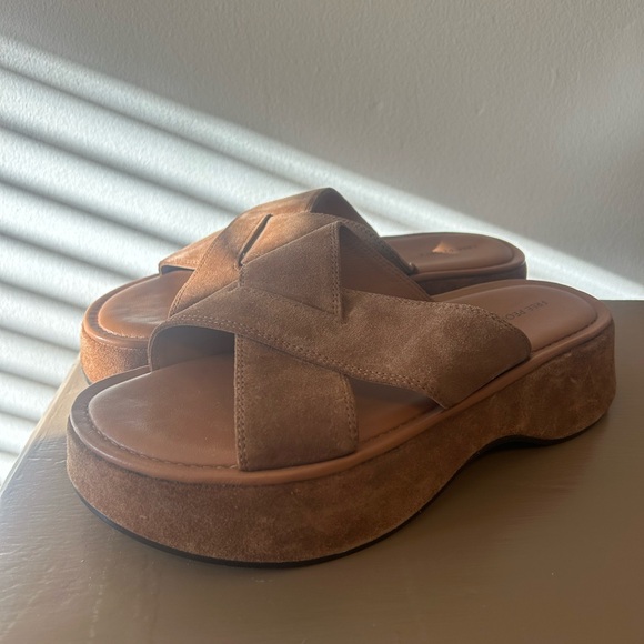 Free People Cognac Suede Platform Sandals - Picture 5 of 6